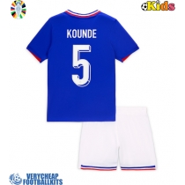 France Jules Kounde #5 Replica Home Minikit Euro 2024 Short Sleeve (+ pants)